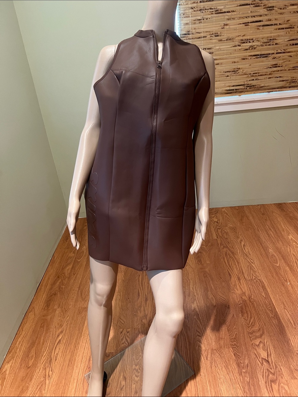 Skims Sleeveless Brown Rubber Zip-Front Swim Dress size 2X